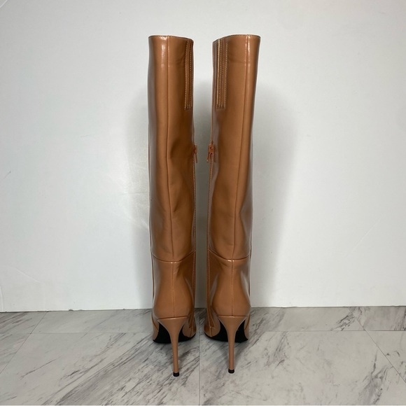 Jeffery Campbell Pointy Toe Tan Faux Leather Tall Boot 5 1/2 - Picture 3 of 15